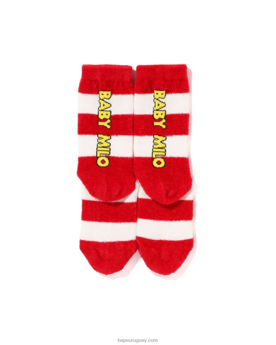 calcetines con cara de milo baby hoop niños rojo brillante 26D801502 A Bathing Ape