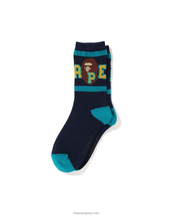 calcetines de canalé con motivo de cabeza niños Azul marino 26D801440 A Bathing Ape