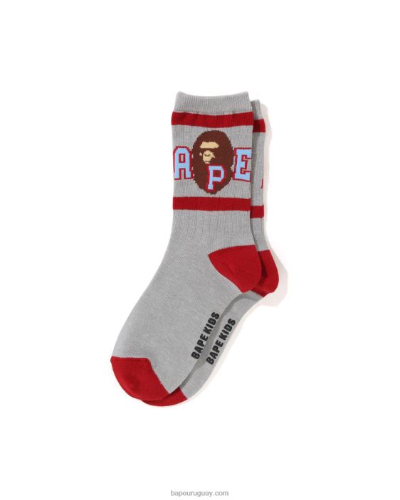 calcetines de canalé con motivo de cabeza niños gris 26D801439 A Bathing Ape