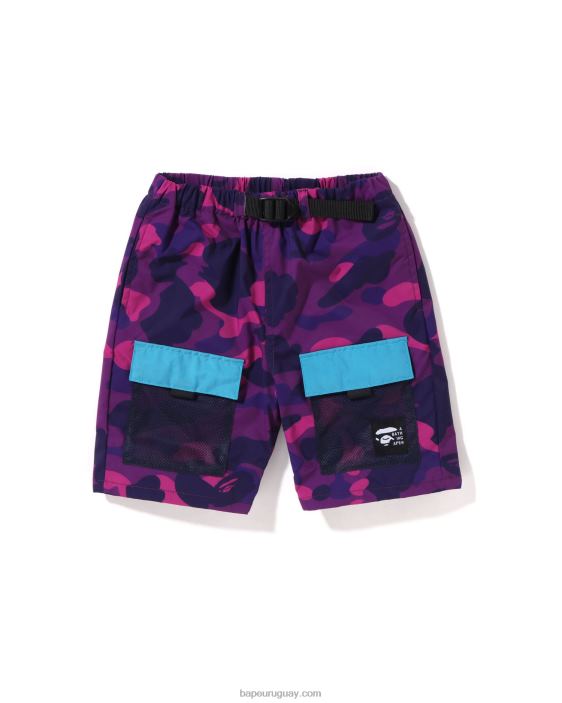 shorts con bolsillo de malla de camuflaje de color niños púrpura 26D801597 A Bathing Ape