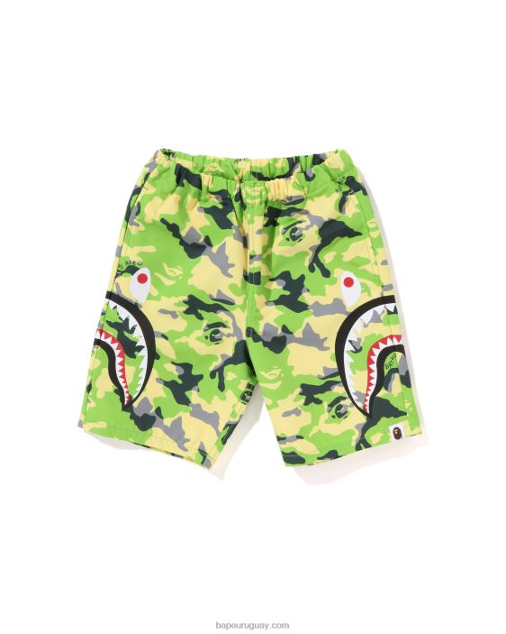 shorts de playa Woodland Camo Side Shark niños ejercito verde 26D801387 A Bathing Ape