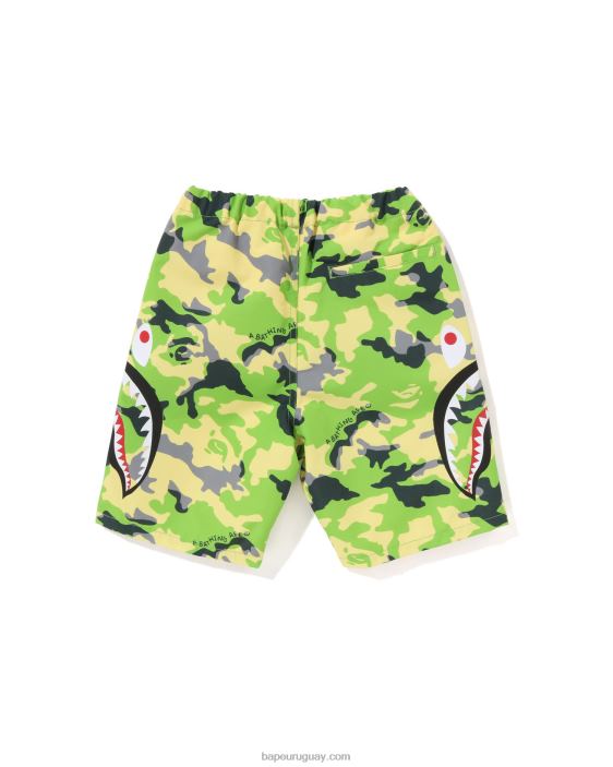 shorts de playa Woodland Camo Side Shark niños ejercito verde 26D801387 A Bathing Ape