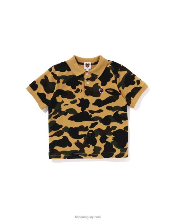 1er polo de camuflaje de un punto niños amarillo 26D801305 A Bathing Ape