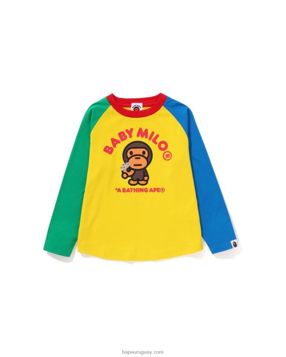 Camiseta Raglan Donuts Baby Milo niños amarillo 26D801466 A Bathing Ape
