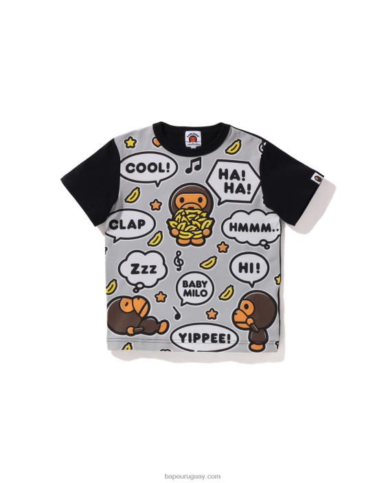 Camiseta con globo de diálogo de Big Baby Milo niños negro 26D801584 A Bathing Ape