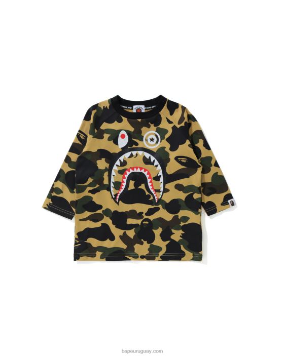 Camiseta de manga 3/4 1st camo shark niños amarillo 26D801788 A Bathing Ape