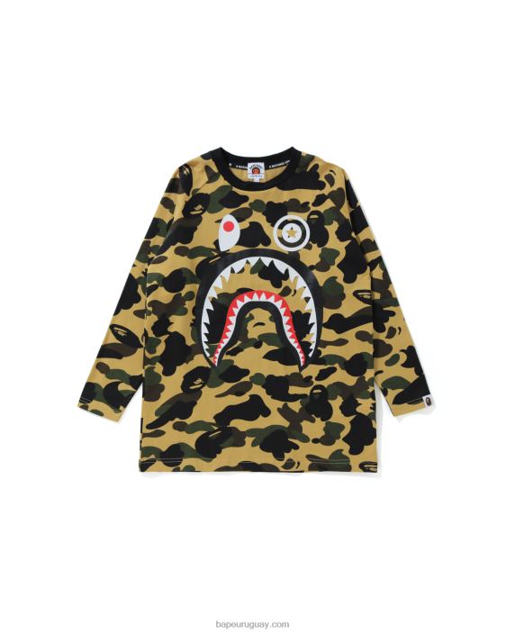 Camiseta de manga 3/4 1st camo shark niños amarillo 26D801796 A Bathing Ape