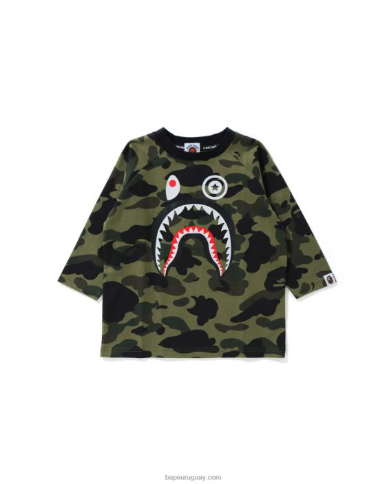 Camiseta de manga 3/4 1st camo shark niños ejercito verde 26D801787 A Bathing Ape