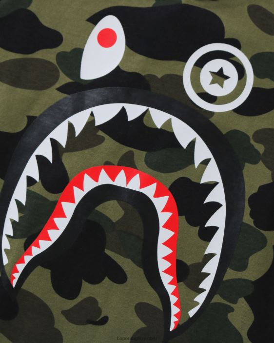 Camiseta de manga 3/4 1st camo shark niños ejercito verde 26D801787 A Bathing Ape