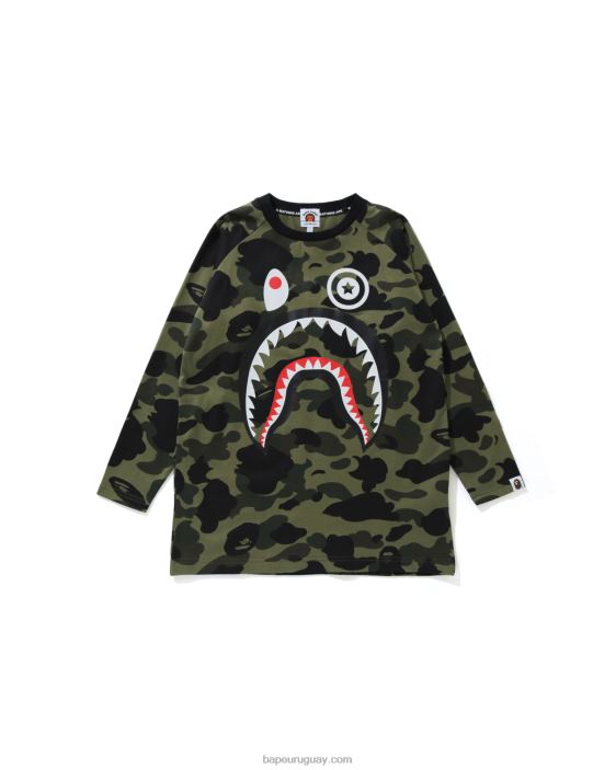 Camiseta de manga 3/4 1st camo shark niños ejercito verde 26D801795 A Bathing Ape