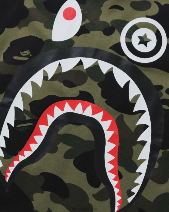 Camiseta de manga 3/4 1st camo shark niños ejercito verde 26D801795 A Bathing Ape