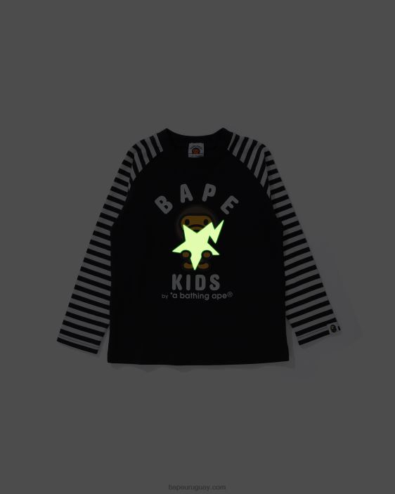 baby milo brilla en la camiseta del estado oscuro niños negro 26D801771 A Bathing Ape