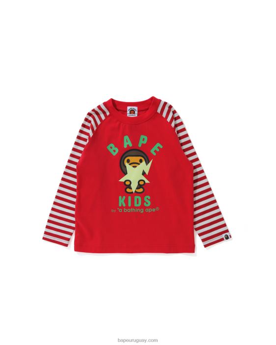 baby milo brilla en la camiseta del estado oscuro niños rojo brillante 26D801772 A Bathing Ape