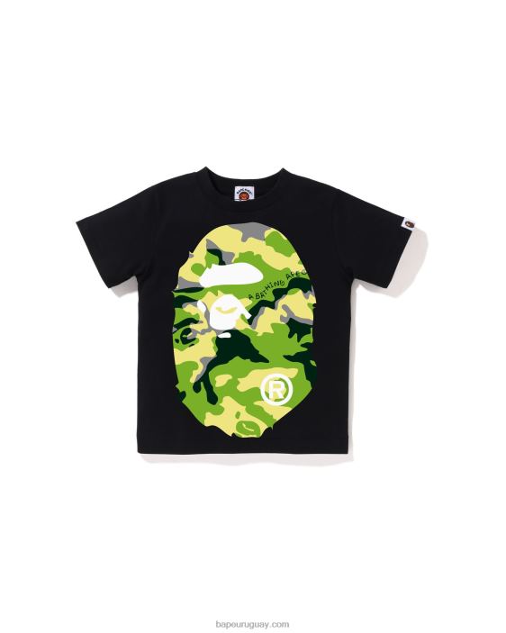 camiseta con cabeza grande de camuflaje Woodland niños negro 26D801385 A Bathing Ape