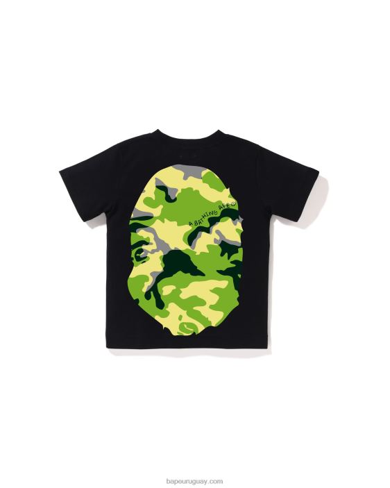 camiseta con cabeza grande de camuflaje Woodland niños negro 26D801385 A Bathing Ape
