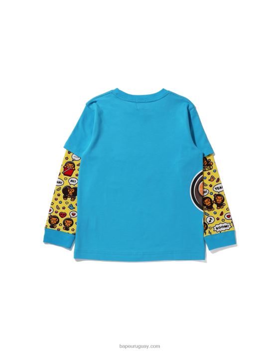 camiseta con capas de globos de diálogo de baby milo niños azul 26D801518 A Bathing Ape