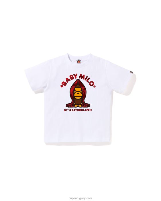 camiseta con capucha milo de camuflaje de color niños blanco 26D801433 A Bathing Ape
