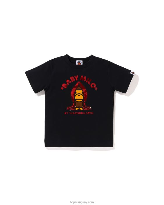 camiseta con capucha milo de camuflaje de color niños negro 26D801430 A Bathing Ape