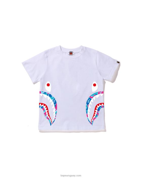 camiseta con diseño de tiburón y camuflaje marmolado niños blanco 26D801614 A Bathing Ape