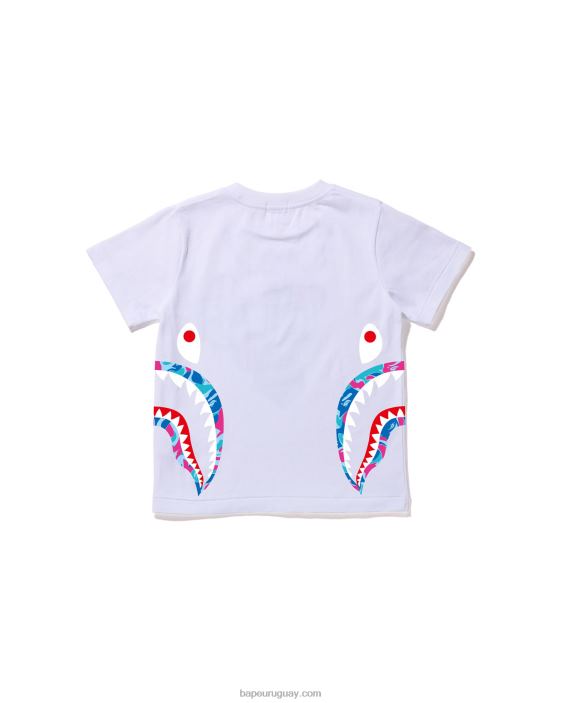 camiseta con diseño de tiburón y camuflaje marmolado niños blanco 26D801614 A Bathing Ape