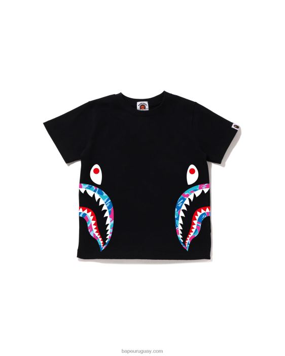 camiseta con diseño de tiburón y camuflaje marmolado niños negro 26D801613 A Bathing Ape