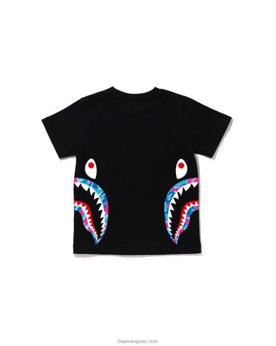 camiseta con diseño de tiburón y camuflaje marmolado niños negro 26D801613 A Bathing Ape