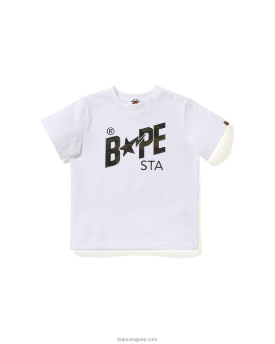 camiseta con el logo de camuflaje Reflect 1st niños blanco 26D801664 A Bathing Ape