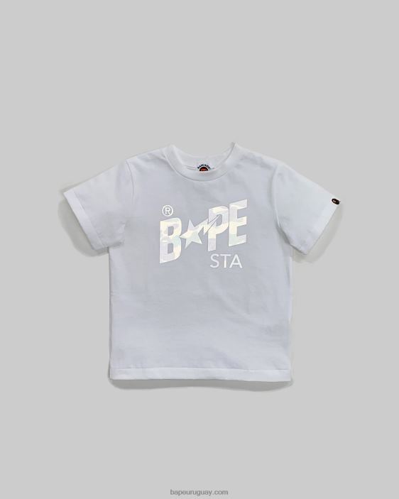 camiseta con el logo de camuflaje Reflect 1st niños blanco 26D801664 A Bathing Ape