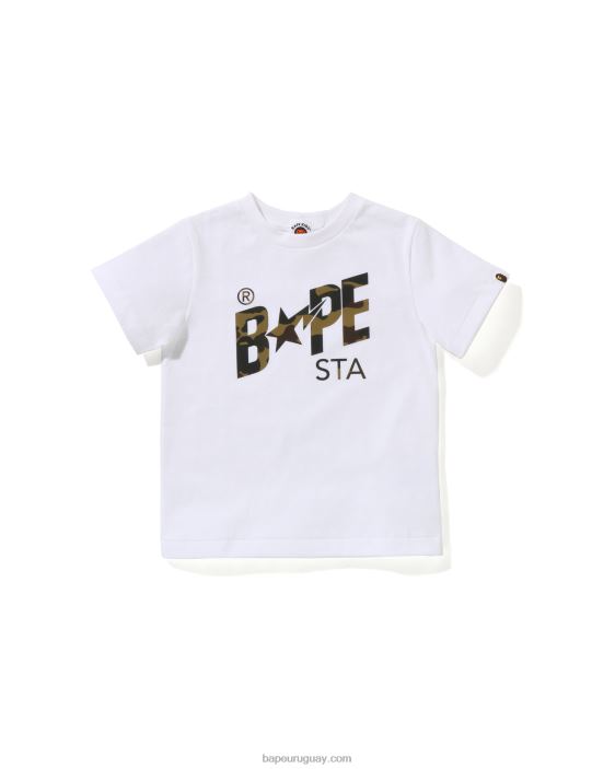 camiseta con el logo de camuflaje Reflect 1st niños blanco 26D801665 A Bathing Ape