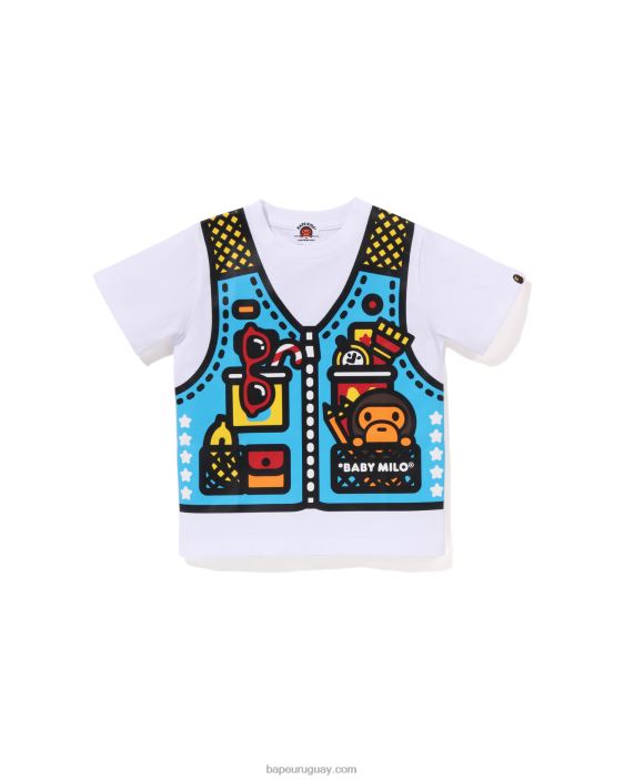 camiseta con estampado de chaleco de pesca baby milo niños blanco 26D801320 A Bathing Ape