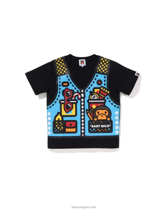 camiseta con estampado de chaleco de pesca baby milo niños negro 26D801315 A Bathing Ape