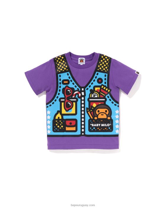 camiseta con estampado de chaleco de pesca baby milo niños púrpura 26D801319 A Bathing Ape
