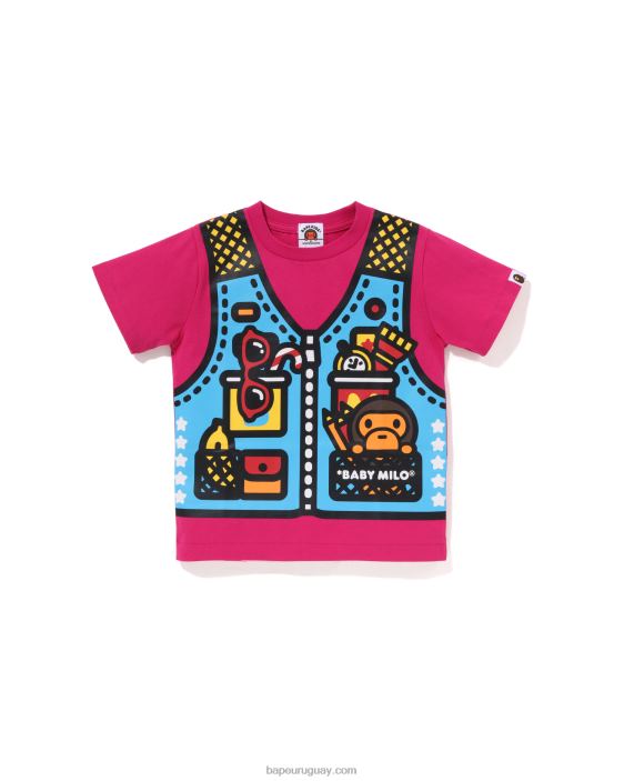 camiseta con estampado de chaleco de pesca baby milo niños rosa carmín 26D801318 A Bathing Ape
