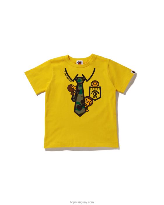 camiseta con estampado de lazo en el cuello 1st camo baby milo niños amarillo 26D801659 A Bathing Ape