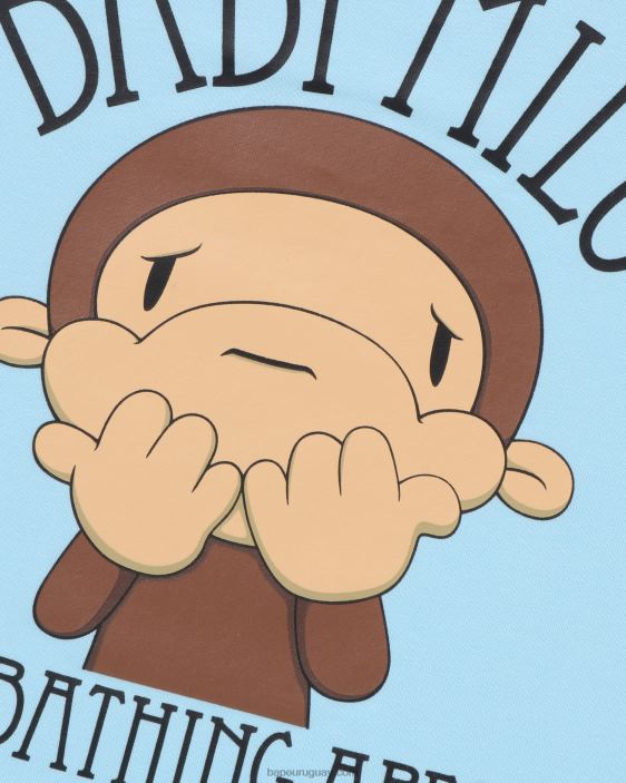 camiseta con estampado de milo tímido dibujada niños azul claro 26D801298 A Bathing Ape