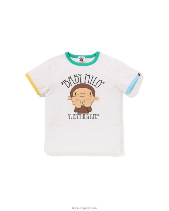 camiseta con estampado de milo tímido dibujada niños blanco 26D801299 A Bathing Ape
