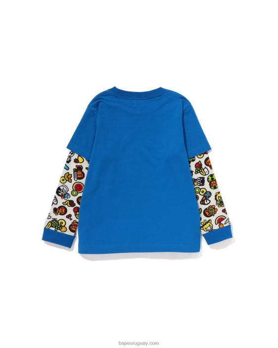camiseta con mangas a capas de frutas mixtas baby milo niños azul 26D801452 A Bathing Ape