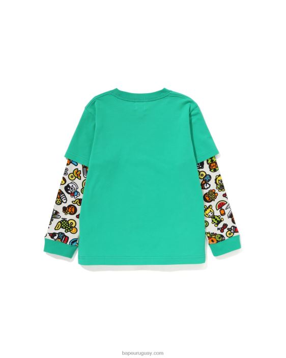 camiseta con mangas a capas de frutas mixtas baby milo niños verde claro 26D801453 A Bathing Ape