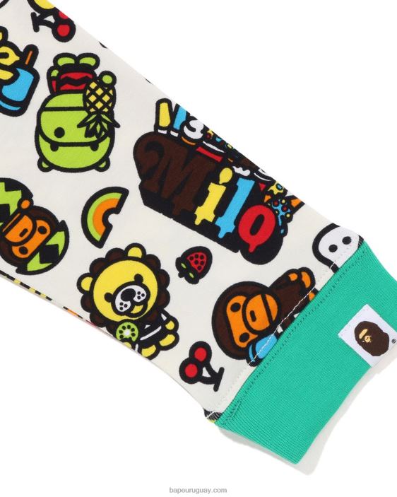 camiseta con mangas a capas de frutas mixtas baby milo niños verde claro 26D801453 A Bathing Ape