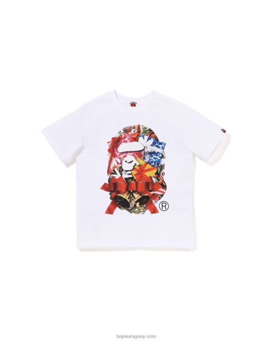 camiseta de cabeza de navidad niños blanco 26D801358 A Bathing Ape