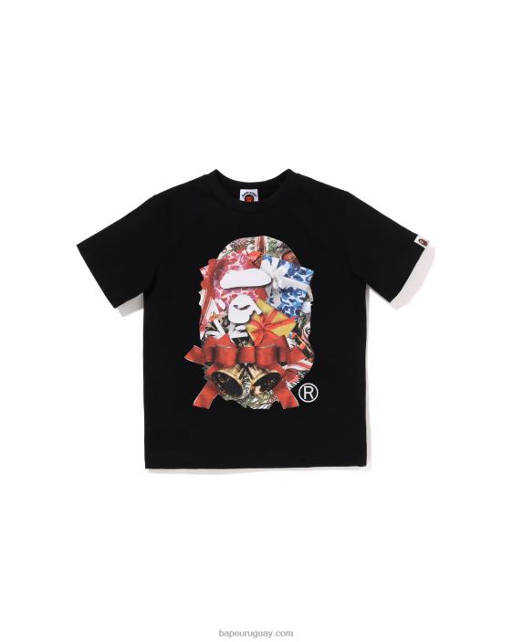 camiseta de cabeza de navidad niños negro 26D801357 A Bathing Ape