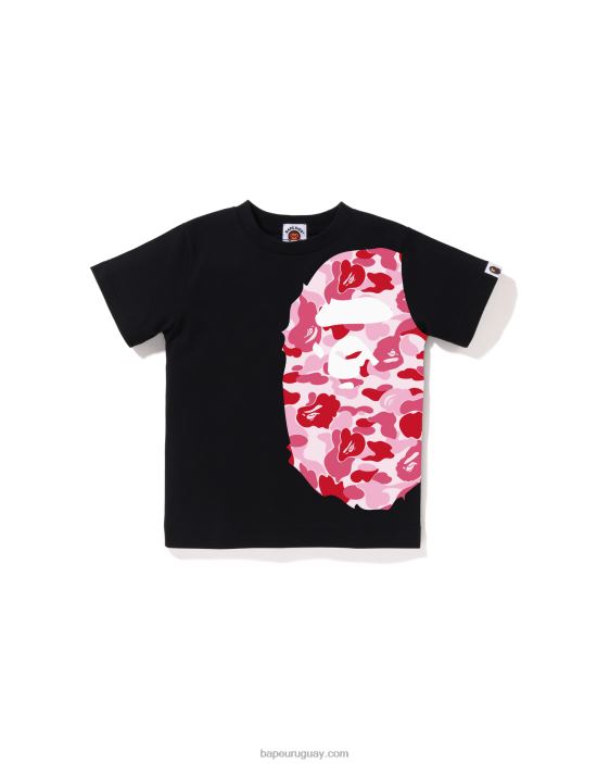 camiseta de cabeza grande con lado camuflado abc niños negro 26D801291 A Bathing Ape