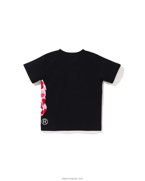 camiseta de cabeza grande con lado camuflado abc niños negro 26D801291 A Bathing Ape