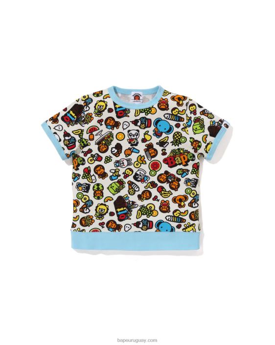 camiseta de costilla de frutas mixtas baby milo niños de color crema 26D801328 A Bathing Ape