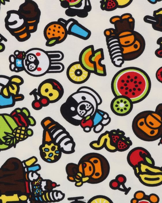 camiseta de costilla de frutas mixtas baby milo niños de color crema 26D801328 A Bathing Ape