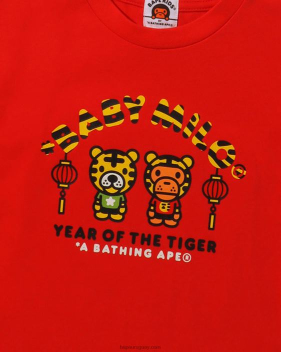 camiseta del año del tigre bebé milo niños rojo brillante 26D801745 A Bathing Ape