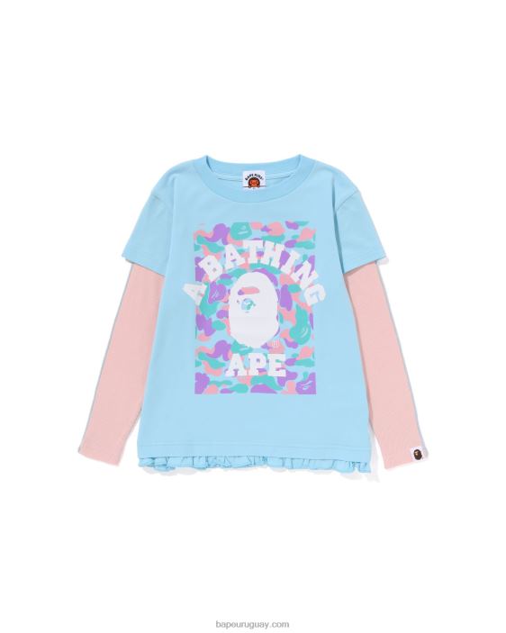 camiseta universitaria con volantes en capas niños azul claro 26D801406 A Bathing Ape