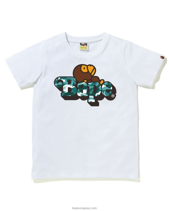 milo de camuflaje de mármol en la camiseta niños blanco 26D801712 A Bathing Ape