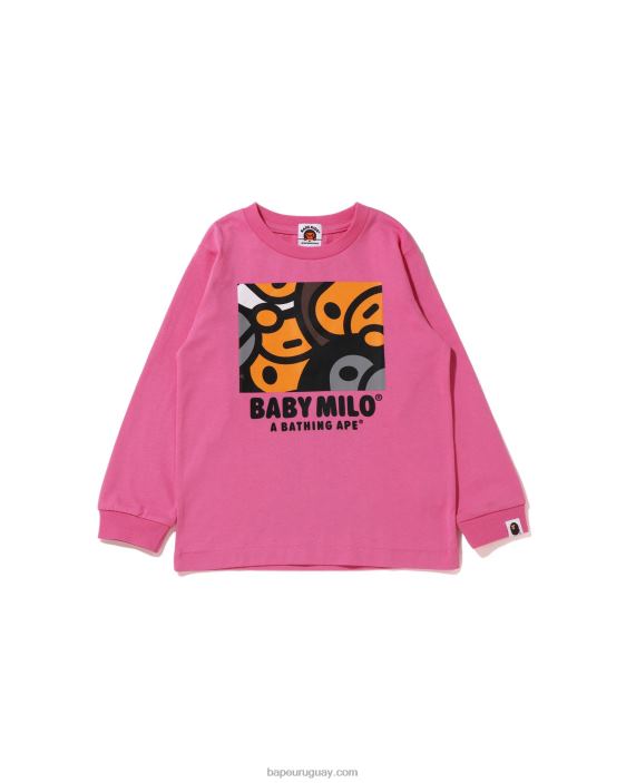 toda la camiseta de la mezcla del bebé milo niños rosa carmín 26D801516 A Bathing Ape