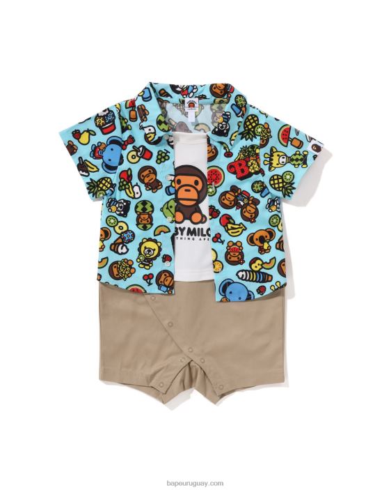 baby milo camisa de frutas mixtas peleles en capas niños azul claro 26D801312 A Bathing Ape